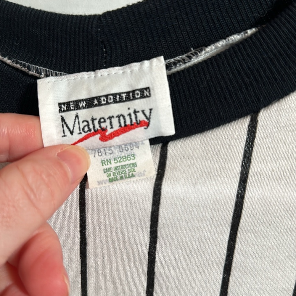 Vintage new additions maternity top striped baseball tee 94 baby size medium - Picture 3 of 6